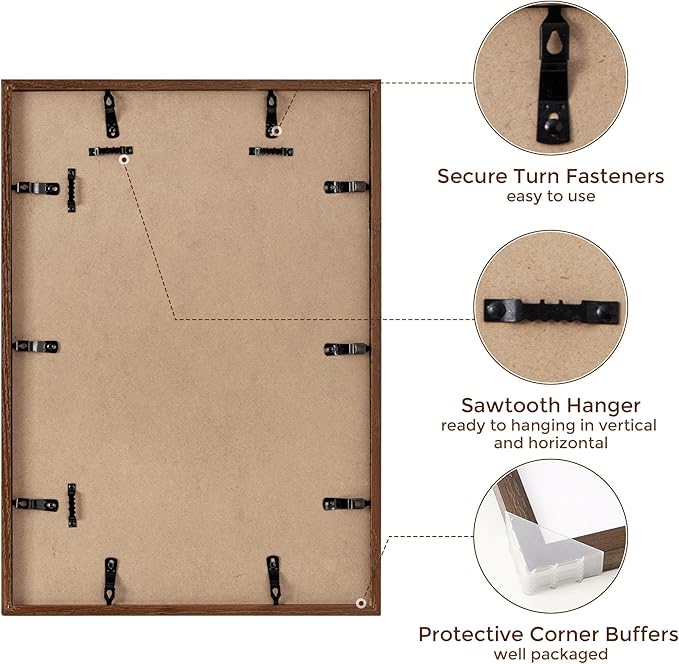 Fun Memories 14x20 Picture Frame, Solid Oak Wooden 14"x20" Photo Frame for Wall, 14 x 20 Frame Matted to 12 x 16, Tempered Real Glass, 14 x 20 Collage Gallery Frames (Walnut Color, 1 Pack)