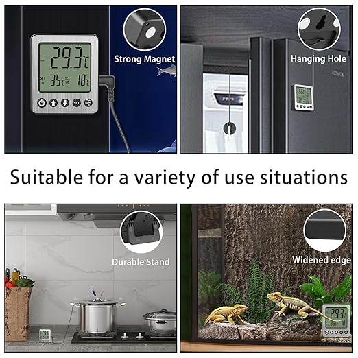 Refrigerator Thermometer Freezer Alarm Digital Freezer Thermometer Fridge Thermometer with Extra Sensor high and Low Temperature Alarm (1, White,ZZ10)