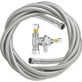 Refrigerator Ice Maker Water Line Kit - 18' Braided Stainless Steel Fridge Water Line with 1/4" Compression Fittings and Water Line Splitter