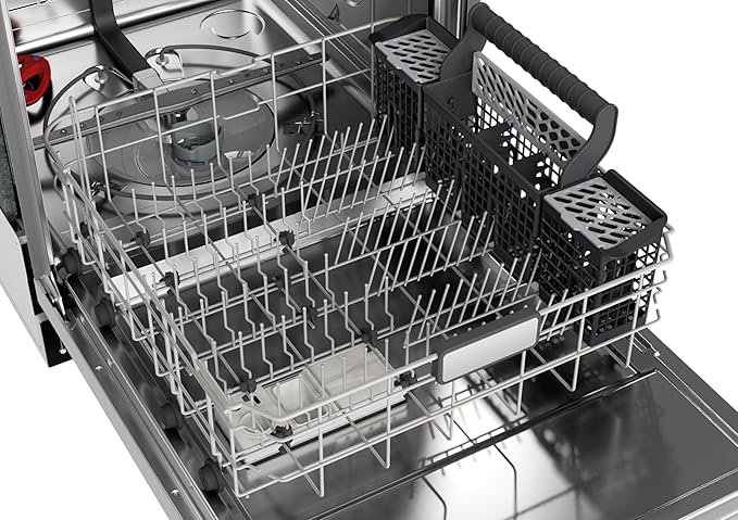 SHARP SDW6767HS Smart Dishwasher Works with Alexa. Includes LED Interior lights, Stainless Steel interior, Heated Dry with Fan Assist, Wash Zone cleans half load on either rack, Adjustable Third Rack