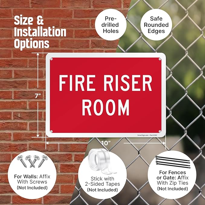 SmartSign "Fire Riser Room" Sign | 7" x 10" Aluminum