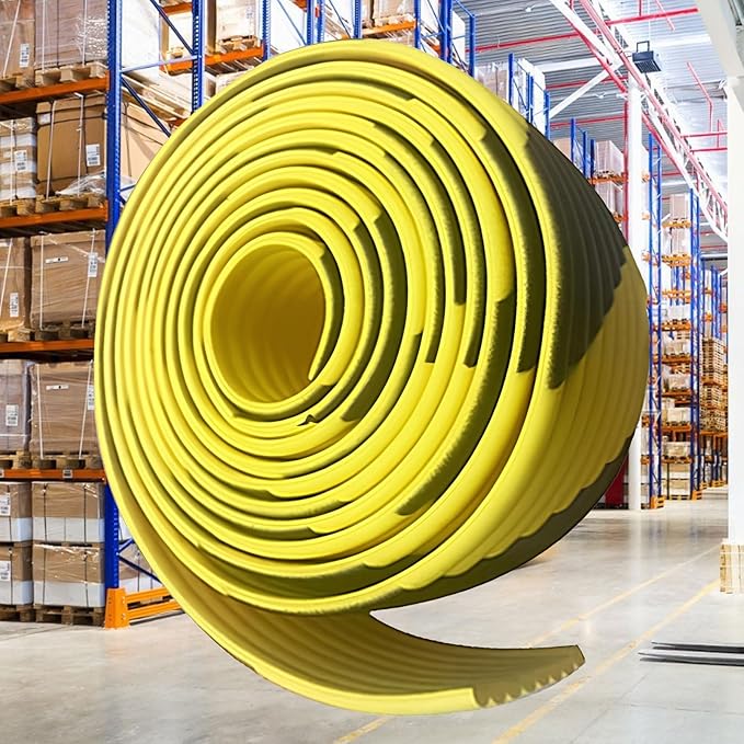 Heavy Duty Wall & Corner Guards 5m Corrugated Self-Adhesive NBR Rubber Protection with Yellow/Black Stripes for Parking Columns & Garage Safety(2PCS,8 cm)