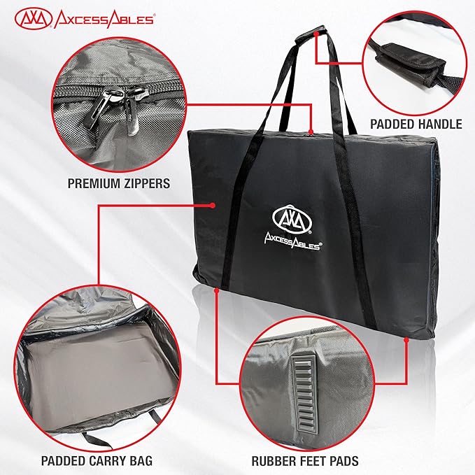 AxcessAbles Portable DJ Table XL – 54” x 27” Music Workstation | 35” Standing Height, 400lb Capacity | Collapsible FOH Sound Desk for DJs, Mixing Consoles, Guitar Techs| Recording Desk | DJ Booth