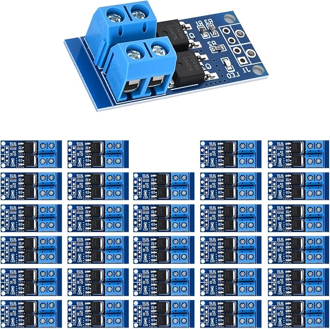 Dual High-Power MOSFET Trigger Switch Drive Module 0-20KHz PWM Adjustment Electronic Switch Control Board Motor Speed Controller Lamp Brightness Control, DC 5V-36V 400W, 15A (Max 30A) (30PCS)