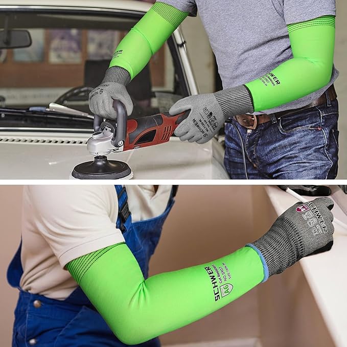 Schwer 100 Pairs ANSI A6 Cut Resistant Arm Sleeves, 21 Gauge Comfortable and Breathable Protective Sleeves, Arm Protectors for Thin Skin and Bruising, Work, Gardening, Farming, Outdoors, Non-PFAS, M