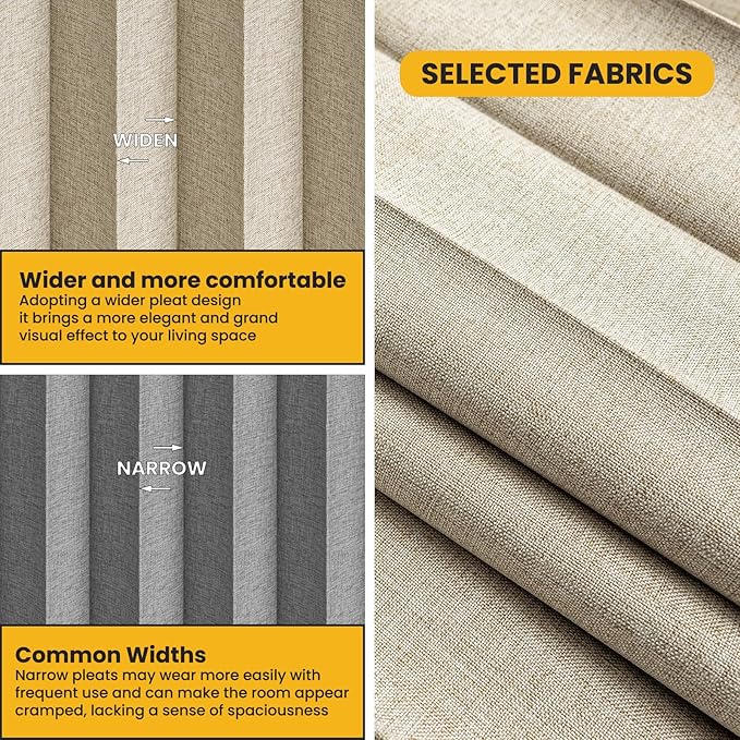 100% Blackout Room Divider Curtains Ceiling Curtain Track Sets Blackout Curtains Flexible Track Curtain Extra Wide(Beige, W100 x L108, 1 Pack)