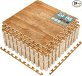 Sorbus Wood Grain Floor Tiles Foam Mat EVA Interlocking Mats Tile 3/8-Inch Thick Flooring Wood Puzzle Exercise Mats w/Borders - Home Playroom Basement, Apartment, Trade Show, Baby, Dance