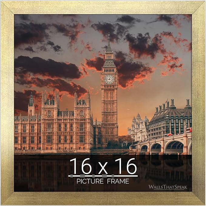 wallsthatspeak 16x16 Gold Picture Frame for Puzzles Posters Photos or Artwork