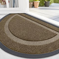 OLANLY Half Circle Door Mat Indoor Outdoor Entrance Welcome, Waterproof All-Season, All-Weather Doormat, Sturdy Natural Rubber, Low Profile, Easy Clean Patio Porch Entryway Mat, 71x47, Brown