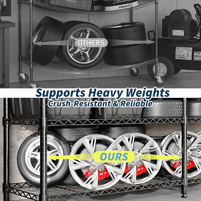 GarveeLife 60" H Storage Shelves L-Shaped 1060 LBS Heavy Duty Metal Shelving 4-Tier Wire Shelving for Corner Storage Rack Adjustable Pantry Shelf for Kitchen Pantry, 60" H x 60" W x 13.8" D