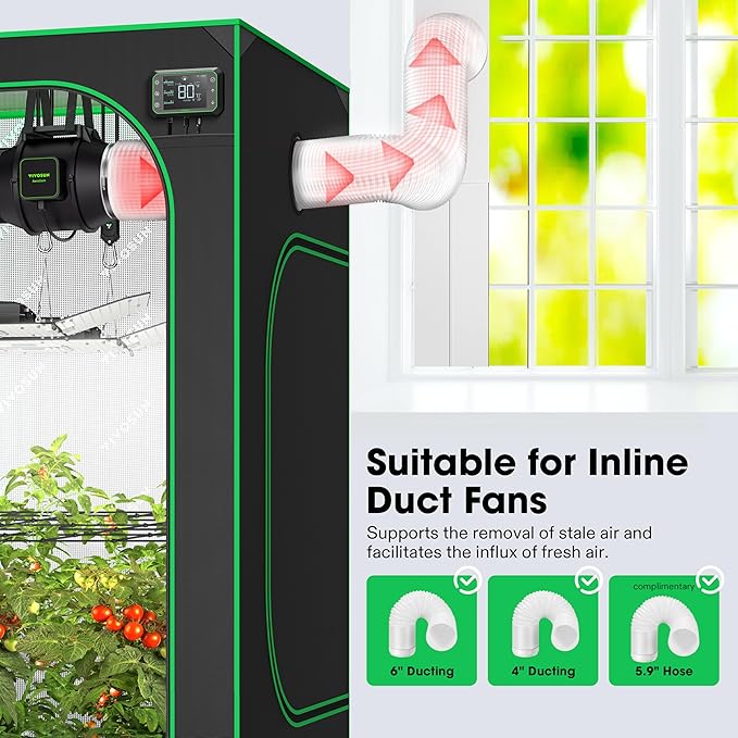 VIVOSUN Window Duct Kit, Portable AC Window Seal Kit with 5.9" Diameter 59" Length Hose, Fit with 4"/6" Ducting for Sliding Window, Adjustable AC Vent Kit for Duct Fans, Air Conditioner, Dryer
