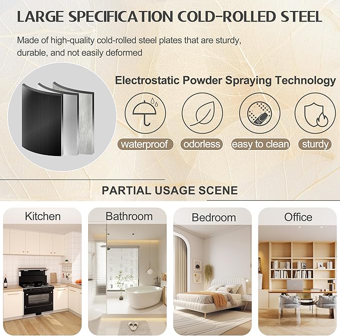 71" Tall Metal Storage Cabinet with 2 Doors and 4 Adjustable Shelves, Kitchen Pantry Cabinet Black Freestanding Cupboard, 5 Tier Multifunctional Steel Storage for Office, Kitchen, Dining Room