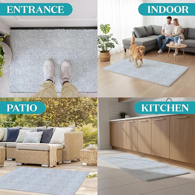 Premium Microfiber Indoor Door Mat – 36"x60" Washable Entry Mat, Non-Slip, Waterproof Backing, Super Absorbent, Low Profile Entryway Doormat for Indoor Entrance