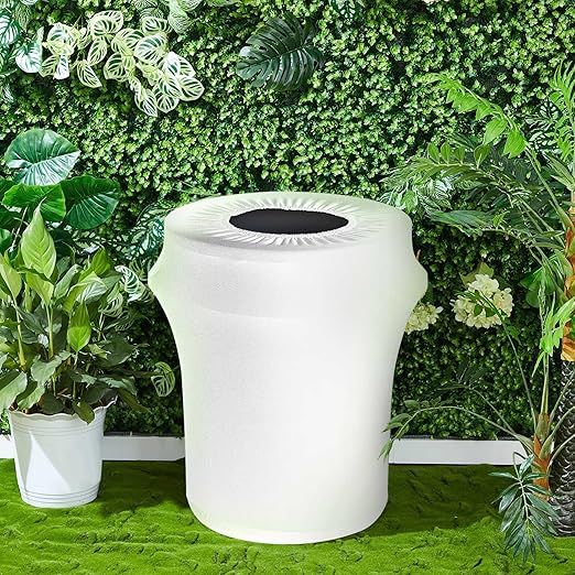 Tanlade 32 Gallon Stretch Trash Can Spandex Cover Outdoor Waste Garbage Can Spandex Covers for Indoor Kitchen Outdoor Round Waste Container Bin, Without Trash Bin (White,4 Pcs)