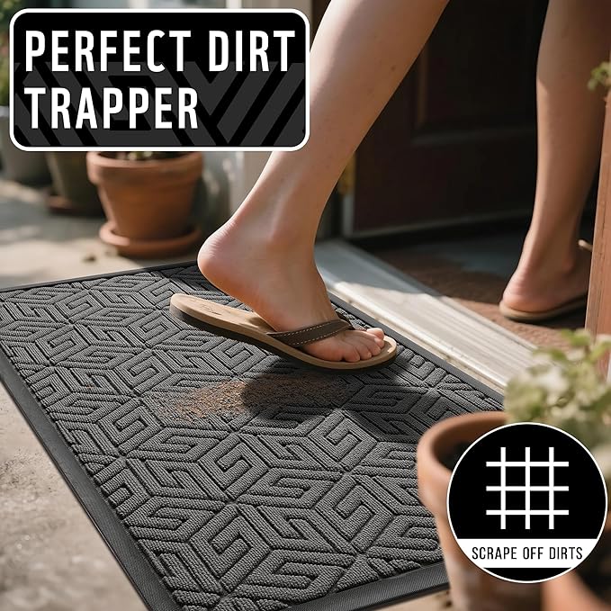 Yimobra Extra Large Door Mat 60x36, All-Weather Waterproof Outdoor Mats for Front Door, Non Slip Rubber Doormat for Patio Proch Outside Entryway Indoor, Gray
