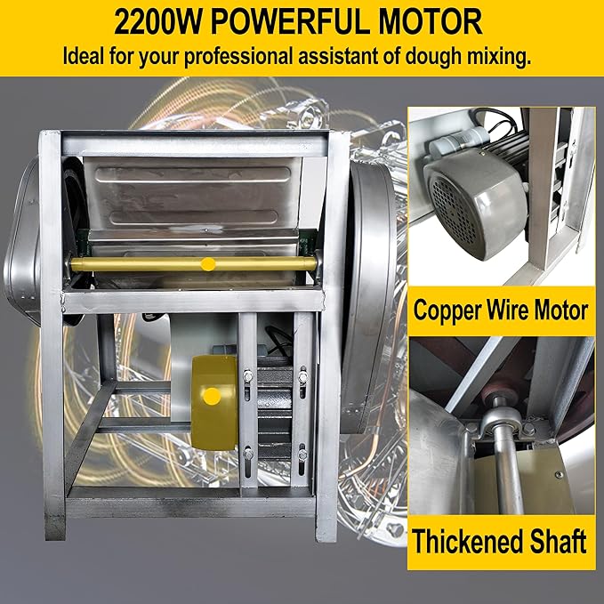 TECHTONGDA Commercial 110V Electric Dough Mixer Mixing Machine 25KG Heavy Duty Food Flour Mixer Spiral Dough Kneading Machine with 90 Degree Tilt Bucket for Restaurant School