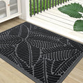 Colorxy Waterproof Doormat, Sturdy Natural Rubber Front Indoor Mat, Non Slip Low Profile Indoor Outdoor Door Mats, Stain and Fade Resistant Floor Mat, Easy Clean Patio Entrance Mat, 30''x17'', Black
