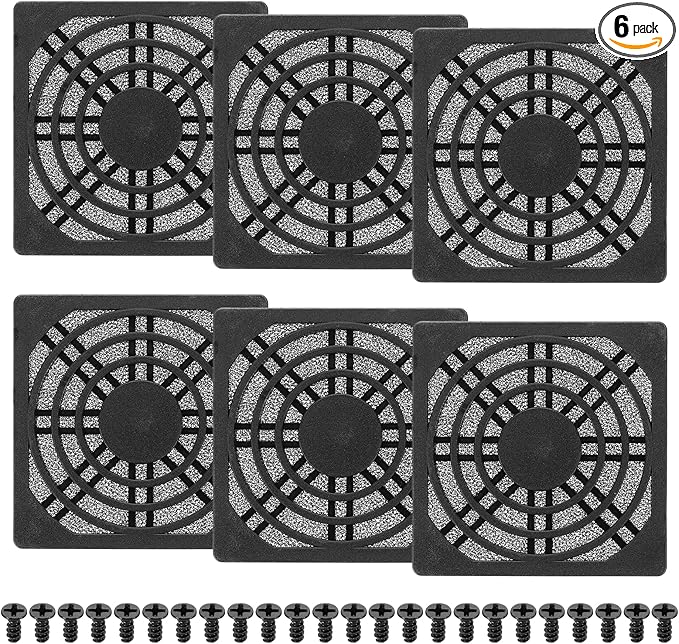PATIKIL 70mm Fan Filter Grill, 6 Pcs Plastic Ventilation Dustproof Grill Cover Cooling Ventilator with Screws for Industry Workshop Computer Case Refrigerators Air Conditioning, Black