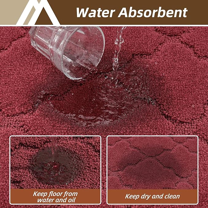 COSY HOMEER Kitchen Rugs 20" x 32" Washable Non Slip Kitchen Mats for Floor Absorbent Kitchen Carpet Soft Rugs for Kitchen,Sink Mat,Entrance,Area Rugs,Red