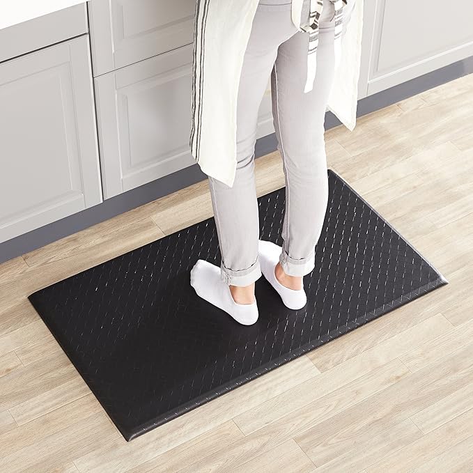 Amazon Basics Anti-Fatigue Standing Mat, Non-Slip, Comfort Mat for Home and Office, 20W x 36L x 0.6Th in, Black, 1-Pack