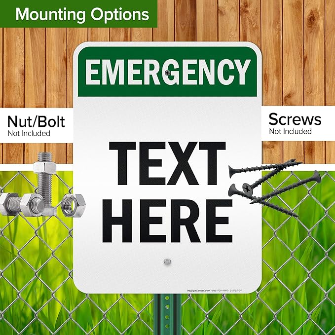 Custom Emergency Sign, OSHA Sign, 18x24 Inches, 3M EGP Reflective, Rust Free .080 Aluminum, Fade Resistant, Made in USA by My Sign Center