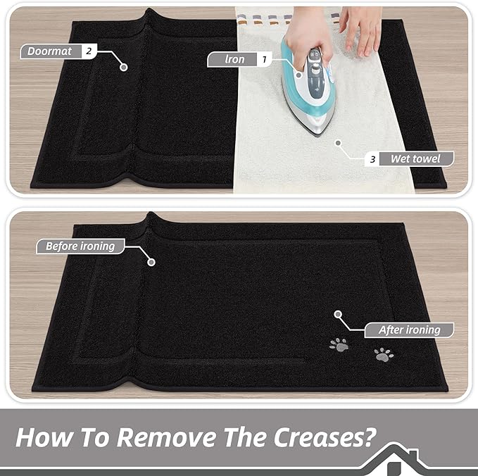 BEQHAUSE Dog Door Mat for Muddy Paws 20"x32" Dirt Trapper Absorbent Doormat Non Slip Entryway Rugs Washable Stain Resistant Welcome Floor Mat Soft Low-Profile for Front Back Door, Black