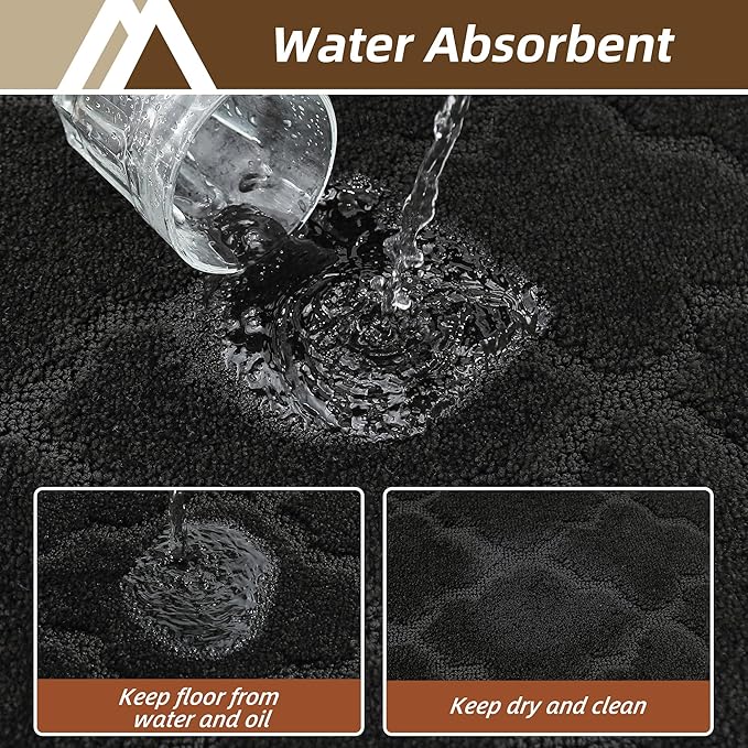 COSY HOMEER Kitchen Rugs 24"x36" Non-Slip Washable Kitchen Mats for Floor Absorbent Kitchen Carpet Soft Rugs for Kitchen,Sink Mat,Entrance,Area Rug,Black