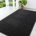 OLANLY Front Door Mat Indoor Outdoor Entrance, Waterproof Heavy Duty Doormat, Fade Resistant, Low Profile, Easy Clean Patio Porch Welcome Floor Mats for Entry, 59x34, Off-Black