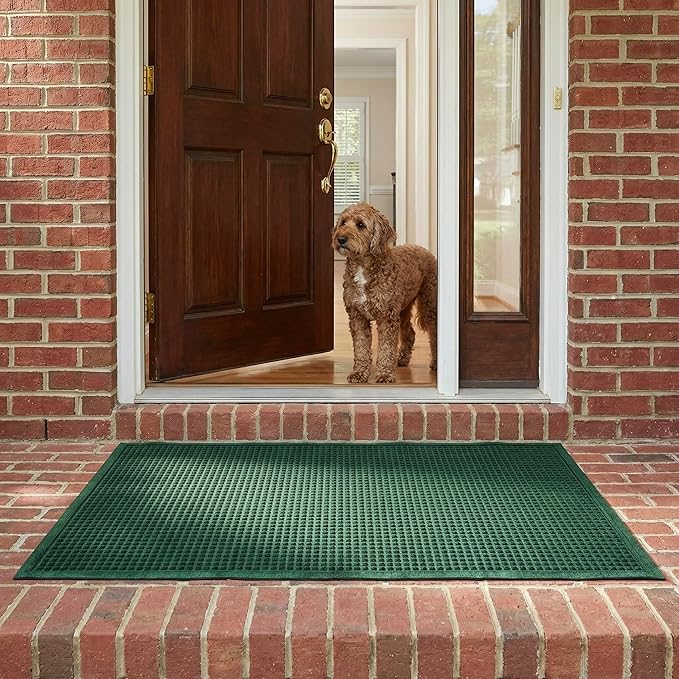 Ecomills Rubber Doormat, Large, 36" x 48", Green, Large, Absorbent Indoor Outdoor, Stain Resistant, Rubber Non Slip Backing, Heavy Duty, Durable