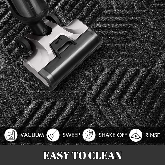 Yimobra Extra Large Door Mat 60x36, All-Season Waterproof Outdoor Mats for Front Door Entrance with Drainage Holes, Heavy Duty Non-Slip Doormat for Garage Patio Entryway Indoor, Black