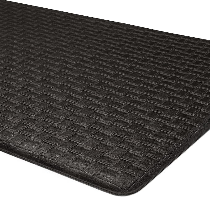 Achim Home Furnishings Woven-Embossed Faux-Leather Anti-Fatigue Mat - 20in x 39in - Black