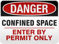 Danger Confined Space Enter By Permit Only Sign, 36x48 Inches, Reflective, Rust Free DiBound, Fade Resistant, Made in USA by My Sign Center