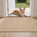 BEQHAUSE Dog Door Mat for Muddy Paws 24"x36" Dirt Trapper Absorbent Doormat Non Slip Entryway Rugs Washable Stain Resistant Welcome Floor Mat Soft Low-Profile for Front Back Door, Beige