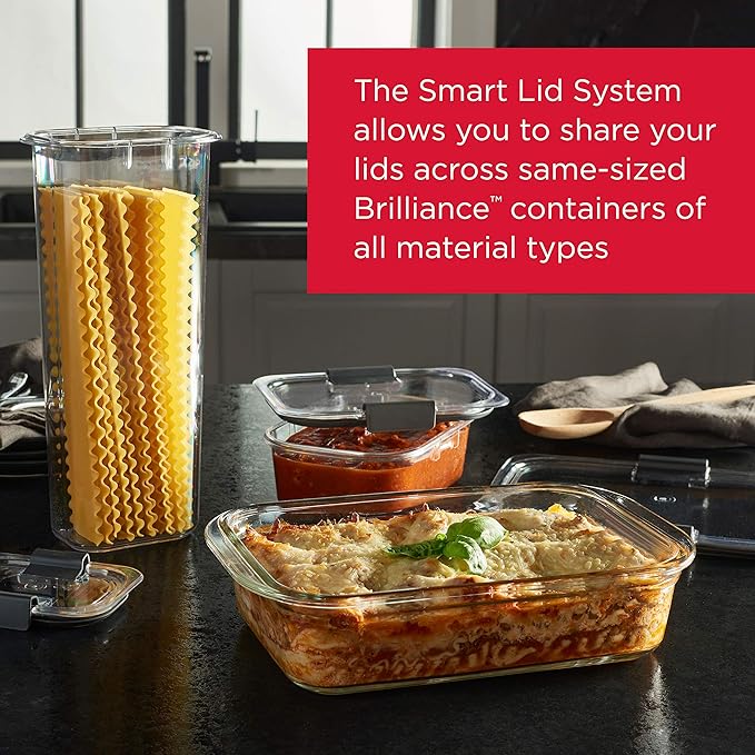 Rubbermaid Brilliance Glass Storage 4.7-Cup Food Containers with Lids Set of 3 Clear
