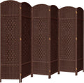 DURASPACE 6 Panel Room Divider, 6ft Tall Folding Privacy Screen, 360°Rotation, Hand-Woven Freestanding Wood Partition for Room Separation