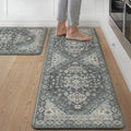 GENIMO Kitchen Mats for Floor, 2PCS Kitchen Rugs Non Slip Washable, Waterproof Anti Fatigue Mat, Comfort Standing Runner Rug for Sink, Office, Laundry, Home, 17.3"x47"+17.3"x30", Slate Blue