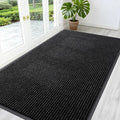 OLANLY Front Door Mat Indoor Outdoor Entrance, Waterproof Heavy Duty Doormat, Fade Resistant, Low Profile, Easy Clean Patio Porch Welcome Floor Mats for Entry, 59x30, Off-Black