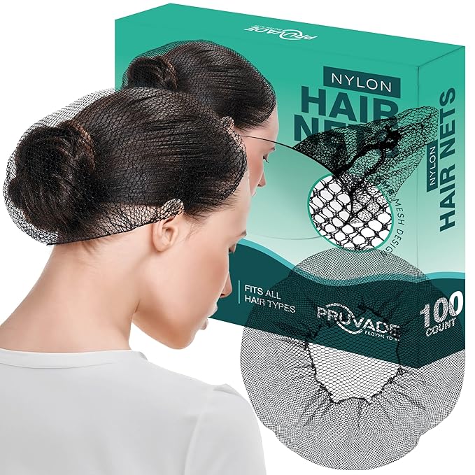 Nylon Hair Nets for Women & Men | 100 Pack | 24" Honeycomb Mesh Hair Net for Food Service, Medical & Industrial Use - Breathable & Sturdy for Bun Hair, Most Long & Short Hair - Latex Free