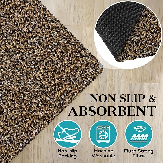 Premium Microfiber Indoor Door Mat – 24"x36" Washable Entry Mat, Non-Slip, Waterproof Backing, Super Absorbent, Low Profile Entryway Doormat for Indoor Entrance