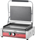 EGGKITPO Commercial Electric Panini Grill with Flat Plates Stainless Steel Sandwich Maker 14"× 9.5" Cast Iron Enamel Plate Countertop Panini Press with Temperature Control for Business 110V 1700W