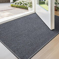 LUMI Ultra Thin Indoor Door Mat for Entrance 24"x36", Non Slip Entryway Mat, Low Profile Doormat, Unique Herringbone Design Carpet for Inside, Patio, Porch, Medium Gray