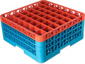 CFS RG49-3C412 OptiClean 49 Compartment Glass Rack with 3 Extenders, 8.72", Polypropylene, Orange/CFS Blue