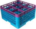 CFS RG9-4C414 OptiClean 9 Compartment Glass Rack with 4 Extenders, 10.3", Polypropylene, Lavender/CFS Blue