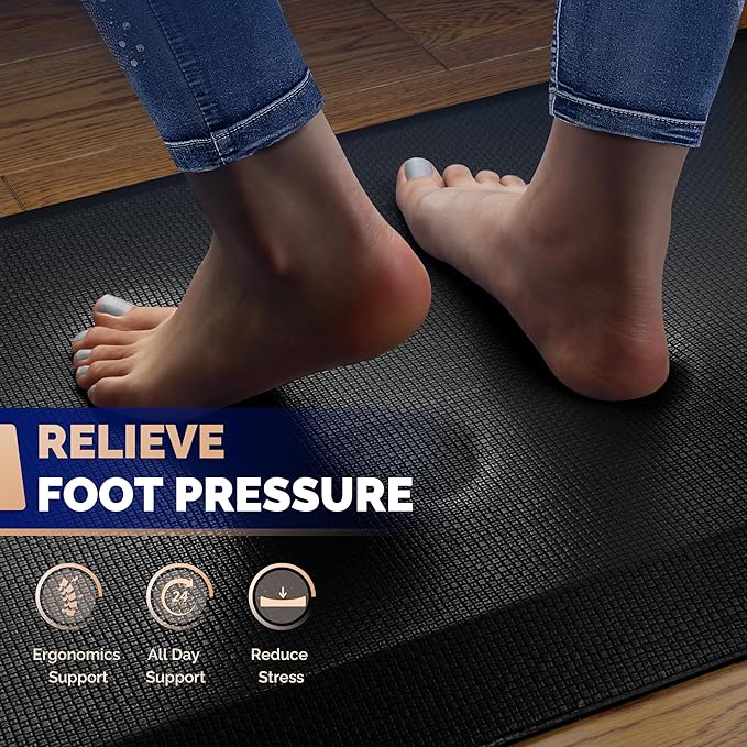 FEATOL Anti Fatigue Mat for Standing, 9/10 Extra Thick Ergonomic Standing Desk Mat, Comfort & Durable Memory Foam Standing Mat at Home,Office All Day (24" x 36", Black, 1PC)