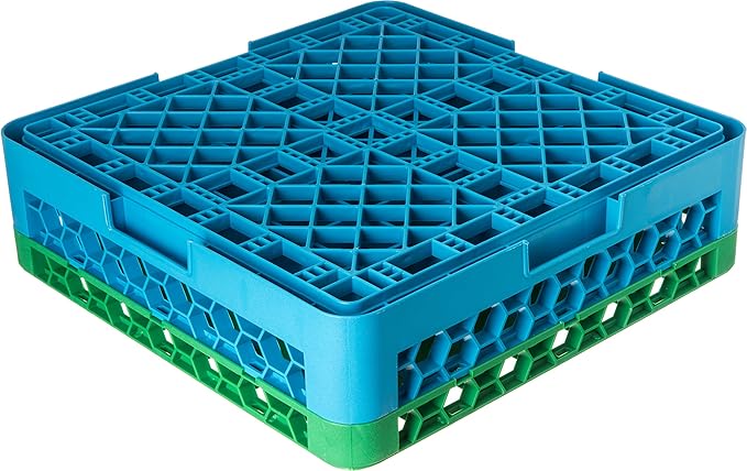 CFS RG49-1C413 OptiClean 49 Compartment Glass Rack with 1 Extender, 5.56", Polypropylene, green/CFS Blue