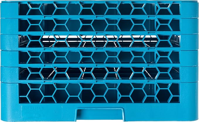 CFS RG25-514 OptiClean 25 Compartment Glass Rack with 5 Extenders, 11.9", Blue, Polypropylene, Blue