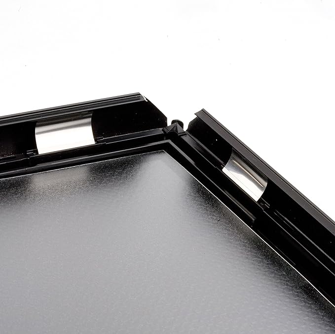 M&T Displays Opti Snap Poster Frame 8.5x11 Inch Black 1" Aluminum Profile Front Loading Wall Mounting Photo Picture Document Certificate Sign Holder Mitered Corner Anti Glare Cover (4 pack)