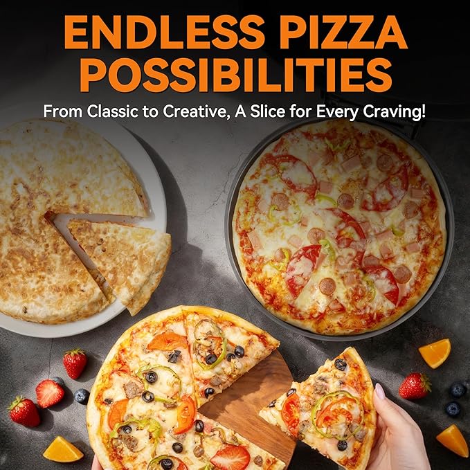 Baker’s Friend Pizza Maker Electric with Temperature Control, Indoor Quesadilla Maker, 12 Inch Electric Pizza Maker Machine for Home, Pizza Cooker, 1400W, Graphite