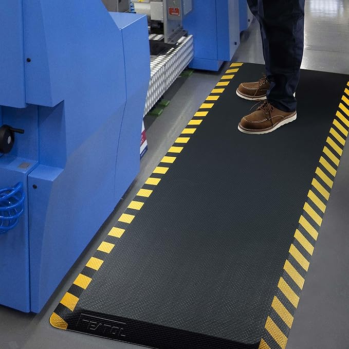 FEATOL Anti Fatigue Mat Industrial, Ergonomic Standing Floor Mat for Work for Stand -Safety Support for Leg & Back Pain(Yellow Border, 17" x 24", 1PC)