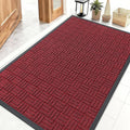 OLANLY Front Door Mat Outside Entrance 47x32, Absorbent, Heavy Duty Sturdy Natural Rubber Doormat Indoor Outdoor, Non-Slip, Stain and Fade Resistant, Low Profile Floor Mat for Entryway, Black Red